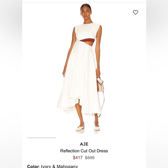Aje Dresses & Skirts - Aje Dress Ivory and Mahogany Asymmetrical Reflection Cut out hi lo Size 10